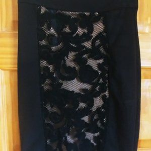 Black + beige lace Dynamite Pencil Skirt